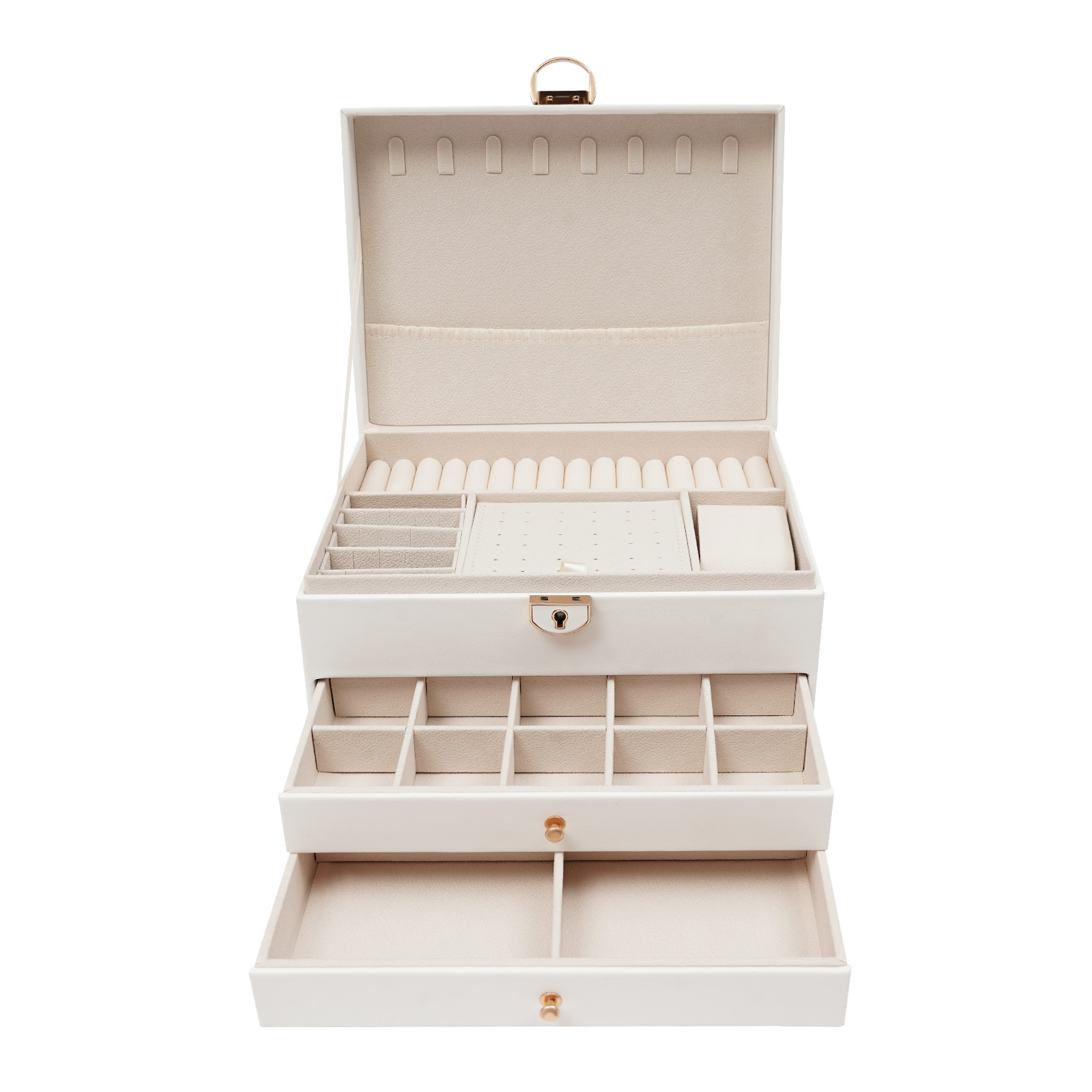 Jewelry And Watches Stores - กล่องเก็บเครื่องประดับ 3 ชั้น, กล่องเก็บแว่นตาพร้อมกล่องเก็บนาฬิกาพร้อมระบบล็อคเพื่อความปลอดภัย, กล่องโชว์แว่นตา/เครื่องประดับสำหรับร้านค้า/บ้าน