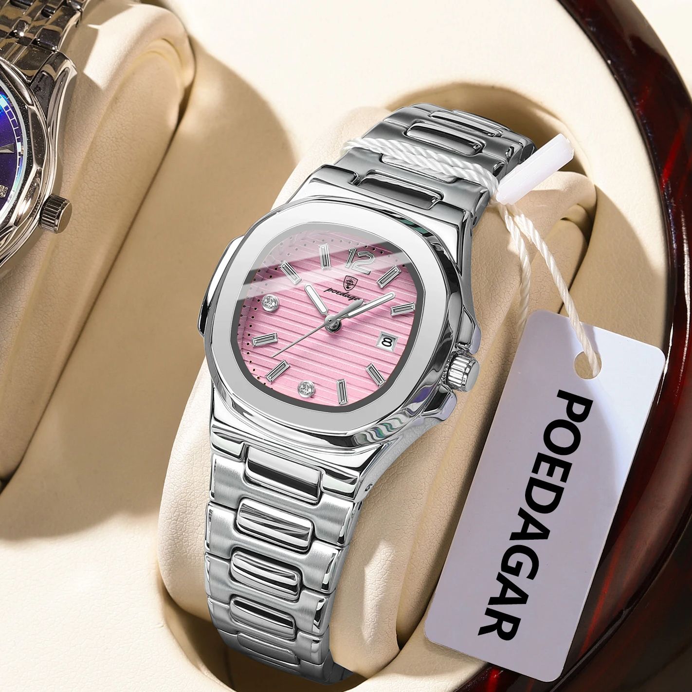 High Jewelry Watches - นาฬิกาข้อมือผู้หญิง POEDAGAR สี่เหลี่ยมแฟชั่น เรืองแสง กันน้ำ แสดงวันที่