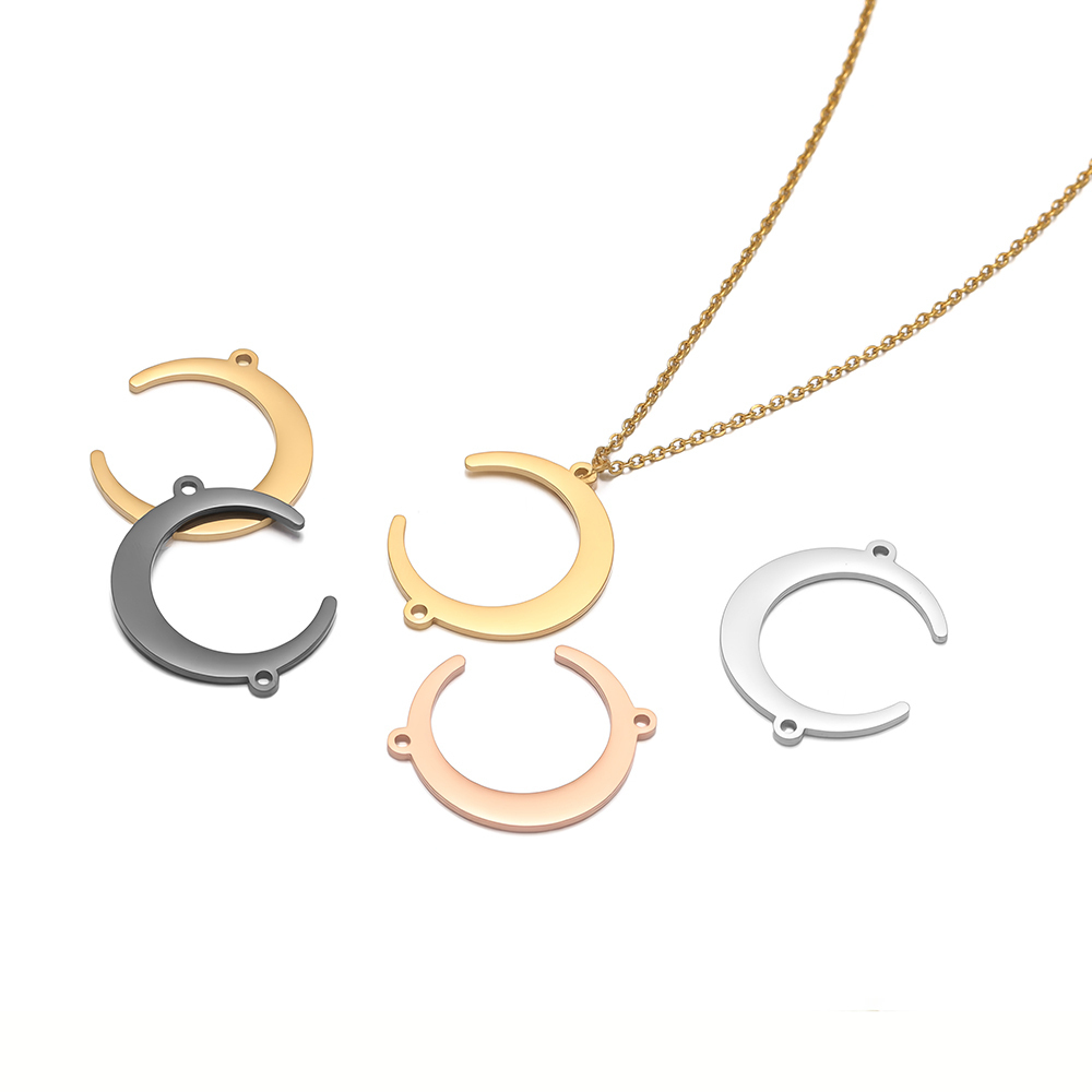 Moon Star Earrings - จี้รูปพระจันทร์สแตนเลส 5 ชิ้น สำหรับเชื่อมต่อสร้อยคอ จี้ห้อยสำหรับงานฝีมือ DIY
