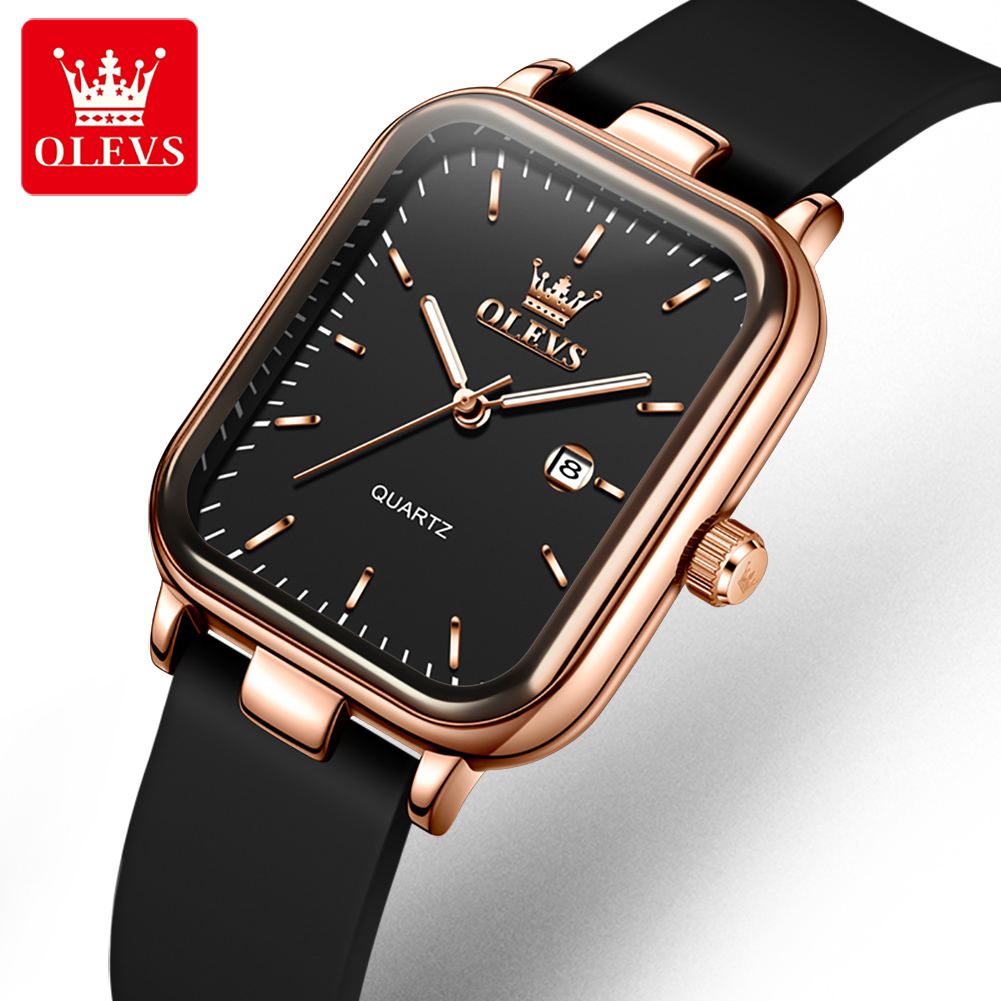 High Jewelry Watches - OLEVS นาฬิกาหรูสำหรับผู้หญิงหน้าปัดสี่เหลี่ยมผืนผ้ากันน้ำปฏิทินคุณภาพสูงนาฬิกาผู้หญิงควอตซ์นาฬิกาผู้หญิงสง่างาม