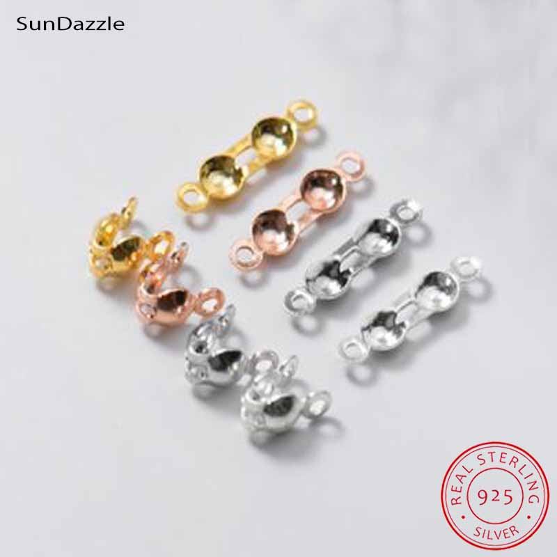 Charm Bracelet Beads - ตัวล็อคปลายลูกปัดเงินแท้ 925 จำนวน 4 ชิ้น ตัวเชื่อมต่อแบบหนีบสีทอง
