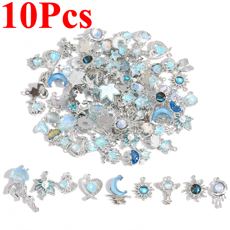 Moon Star Earrings - 10 ชิ้น จี้รูปดาว พระจันทร์ พระอาทิตย์ ประดับคริสตัล