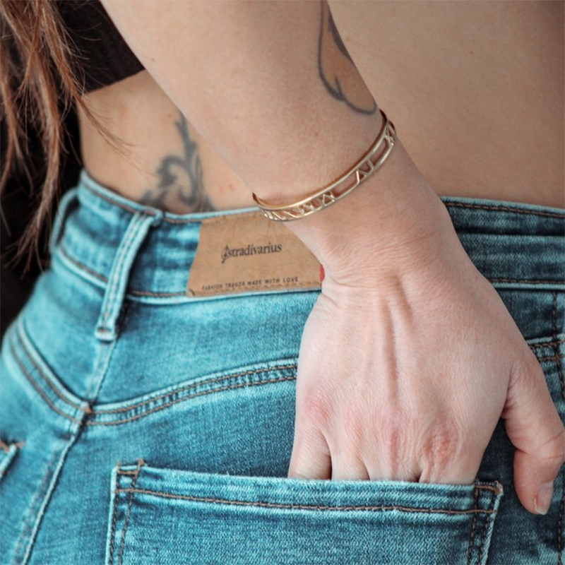 Cuff Bangle Bracelet - ส่วนบุคคล CUSTOM ชื่อสร้อยข้อมือกําไลข้อมือผู้หญิงสแตนเลสสตีลเปิด Charm สร้อยข้อมือผู้หญิงเครื่องประดับของขวัญวันเกิด