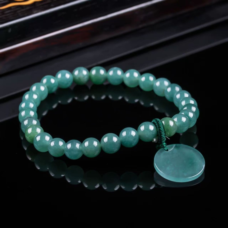 Charm Bracelet Beads - หยกธรรมชาติสีน้ำเงิน ลูกปัดไม่มีตำหนิ สร้อยข้อมือถักมือ เครื่องประดับหรูหรา เครื่องประดับแฟชั่น เครื่องราง