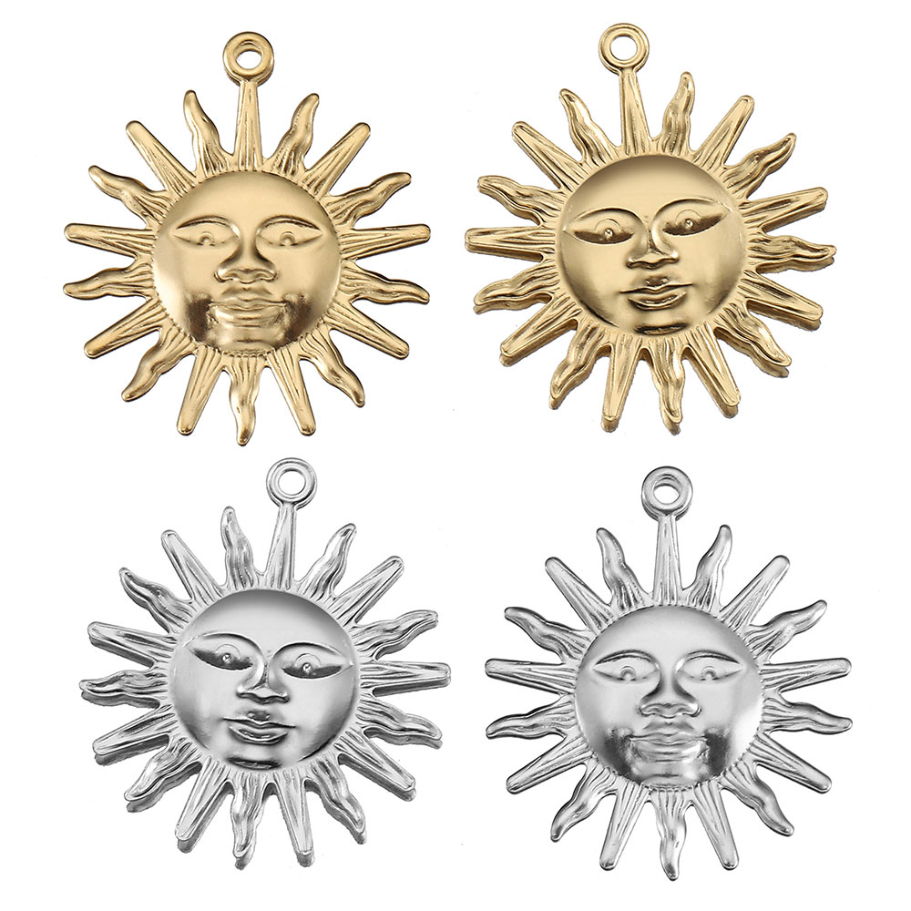 Moon Star Earrings - 5 ชิ้นสแตนเลสสตีลจี้รูปดวงอาทิตย์สำหรับ DIY สร้อยคอสร้อยข้อมือต่างหูจี้ของขวัญเครื่องประดับทำอุปกรณ์เสริมขายส่ง