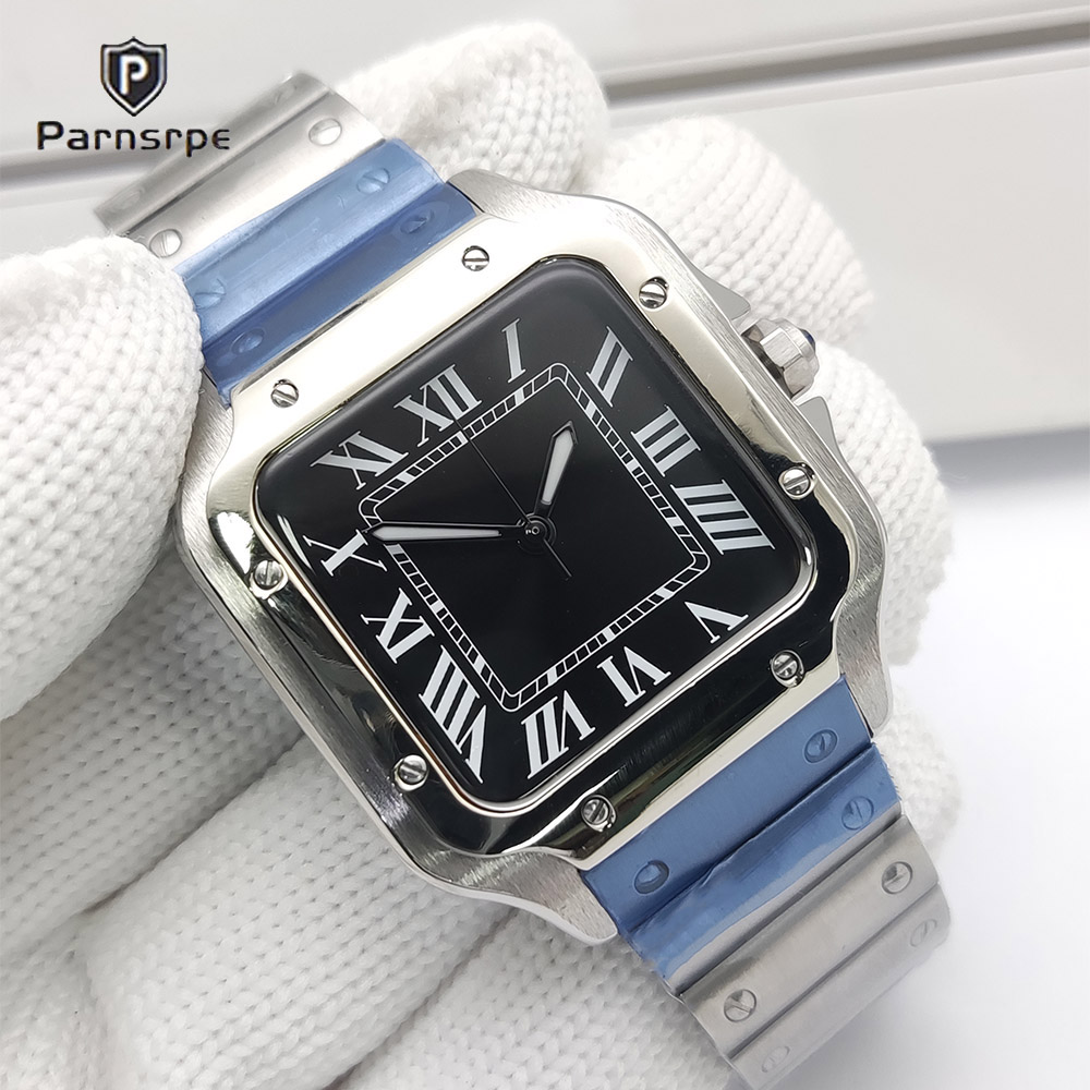 Cartier Watch Santos - นาฬิกาผู้ชาย ตัวเรือนทรงเหลี่ยม รุ่นใหม่ NH35 นาฬิกาอัตโนมัติ นาฬิกาสปอร์ต