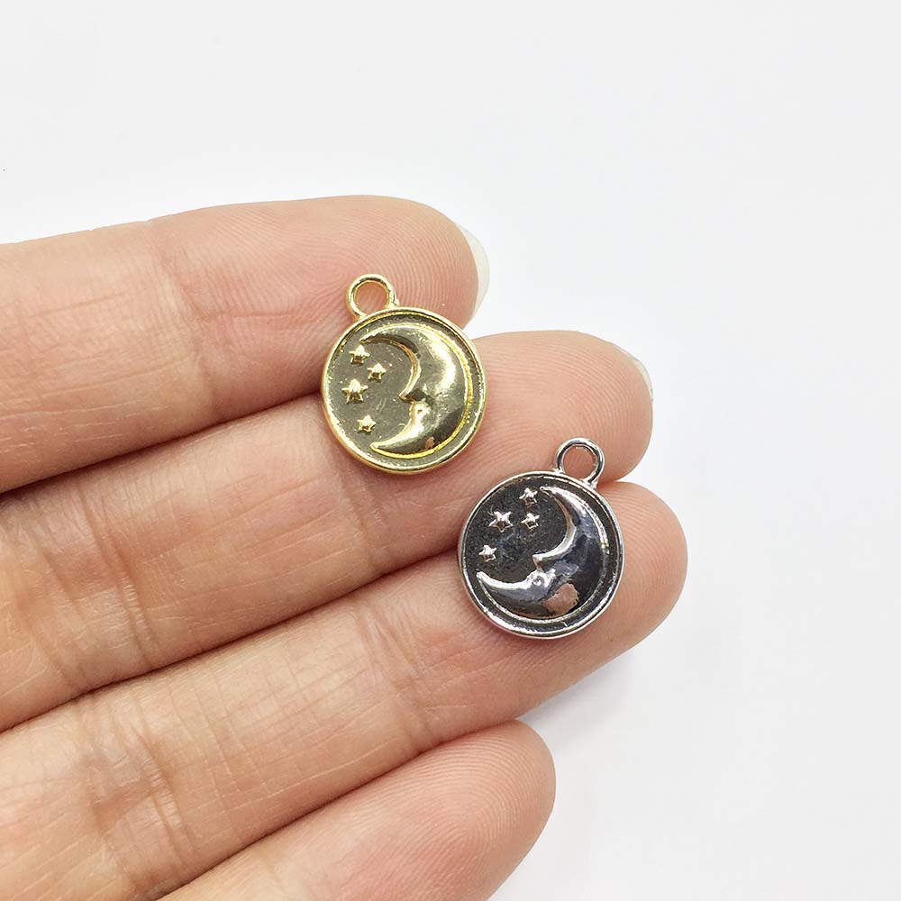 Moon Star Earrings - จี้รูปพระจันทร์และดวงดาว 20 ชิ้น ขนาด 12 มม.