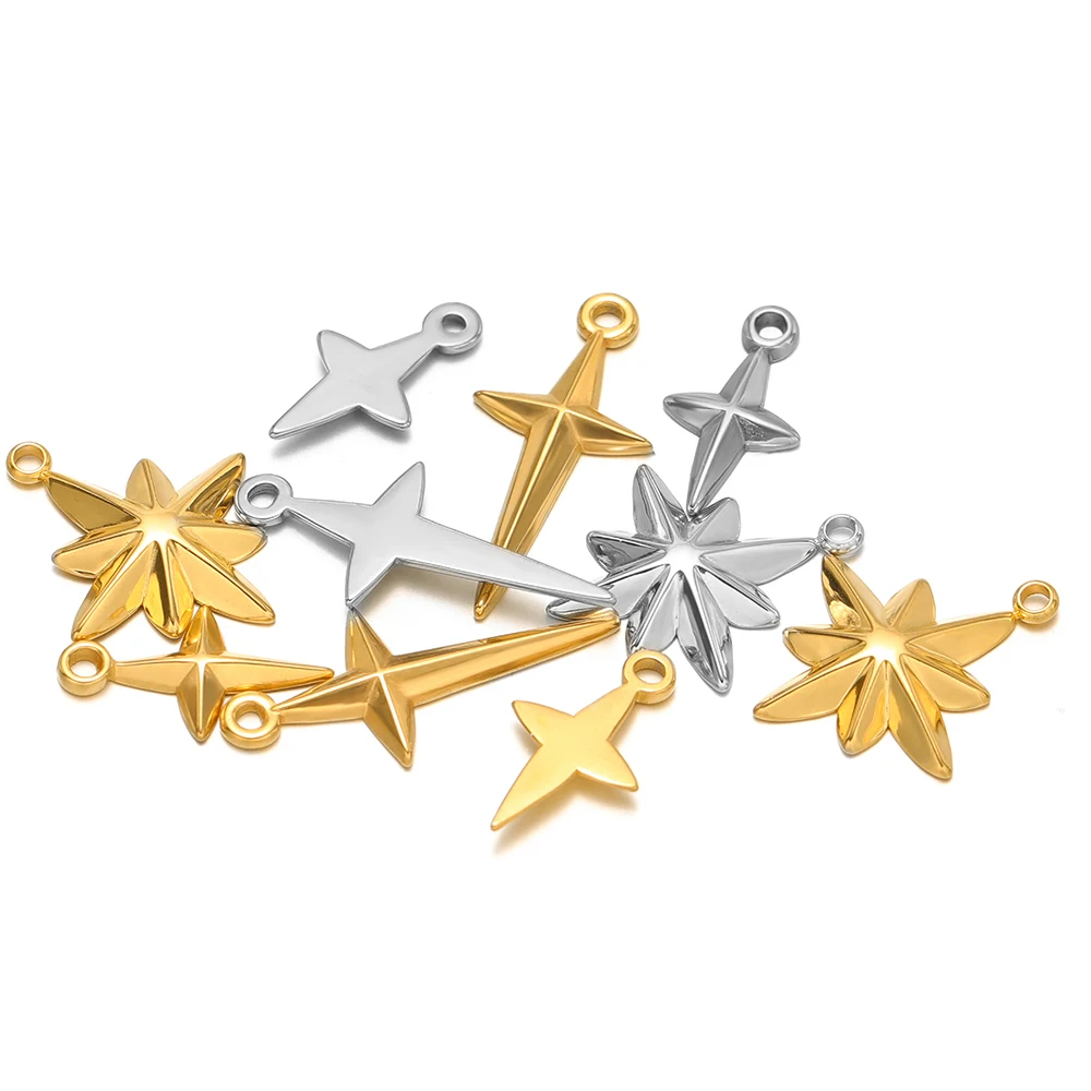 Moon Star Earrings - 5pcs คุณภาพสูงสแตนเลสสตีล CROSS Star Charms สร้อยคอจี้จํานวนมากสําหรับเครื่องประดับ