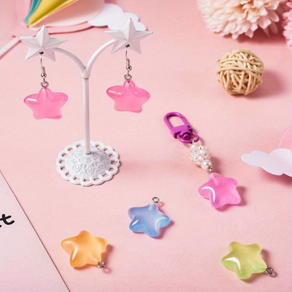 6/24/40pcs สีผสม Luminous เรซิ - Moon Star Earrings บทวิจารณ์และราคา