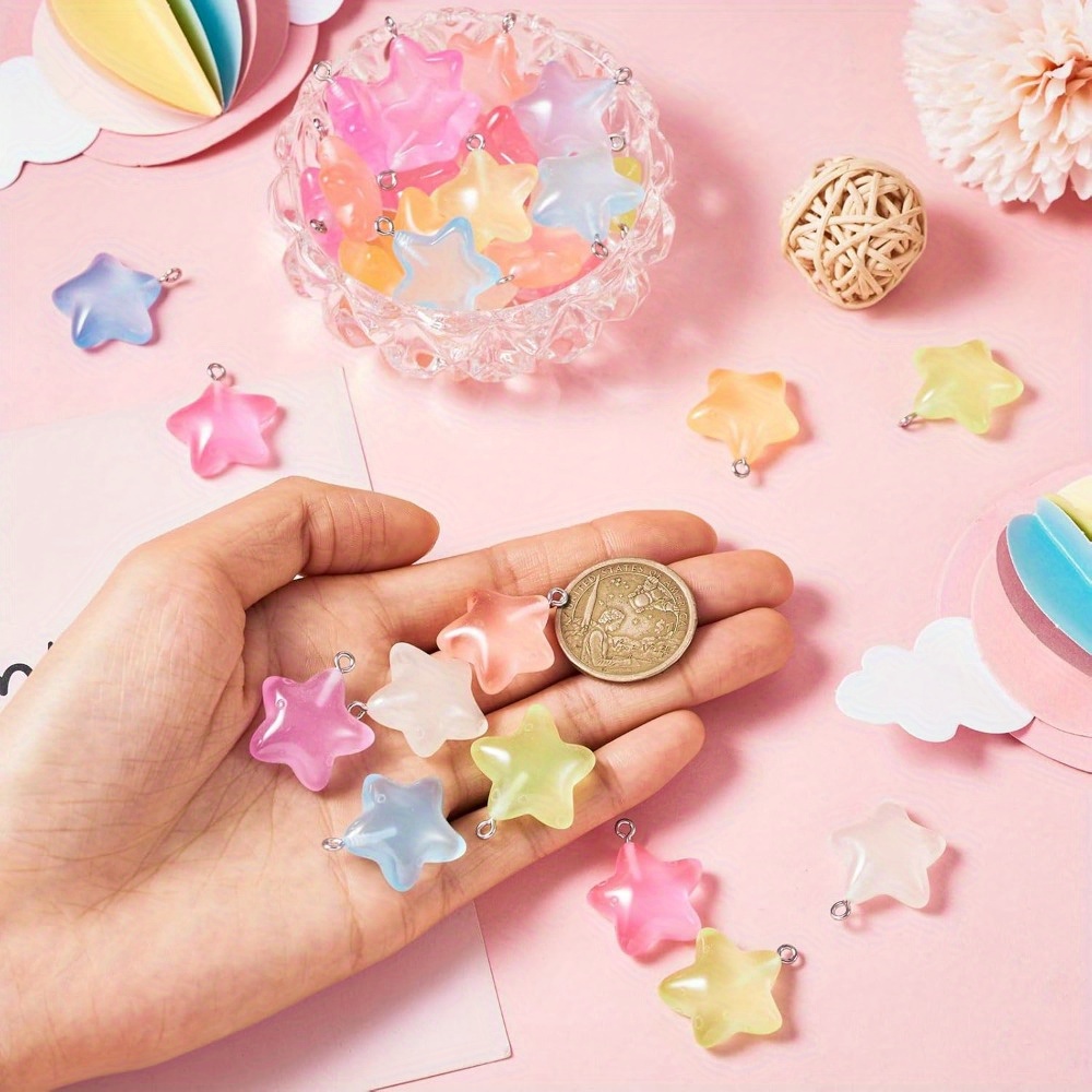 6/24/40pcs สีผสม Luminous เรซิ - Moon Star Earrings บทวิจารณ์และราคา
