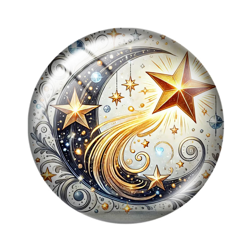 จี้แก้วคาโบชองรูปดาวและพระจันท - Moon Star Earrings บทวิจารณ์และราคา