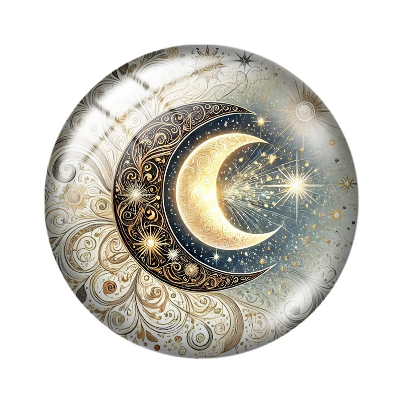 จี้แก้วคาโบชองรูปดาวและพระจันท - Moon Star Earrings บทวิจารณ์และราคา