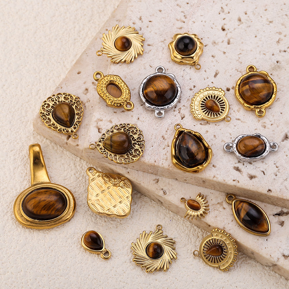 จี้สแตนเลสฝังหินตาเสือทรงกลมรู - Moon Star Earrings บทวิจารณ์และราคา