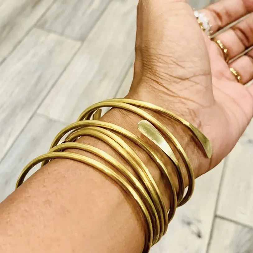 10 ชิ้น/ล็อตทองเหลืองเปล่าซ้อน - Cuff Bangle Bracelet บทวิจารณ์และราคา
